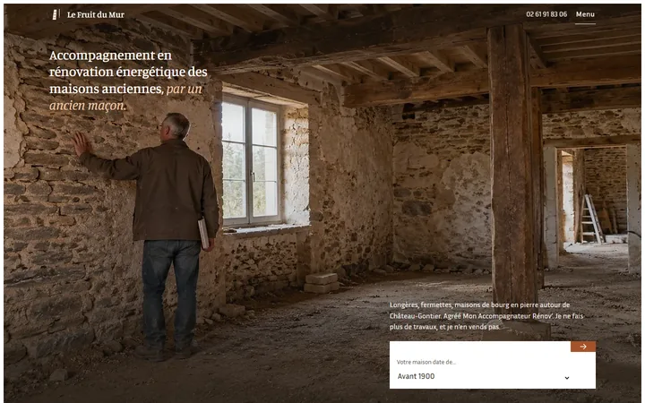 Page d’accueil du site Le Fruit du Mur, version ordinateur
