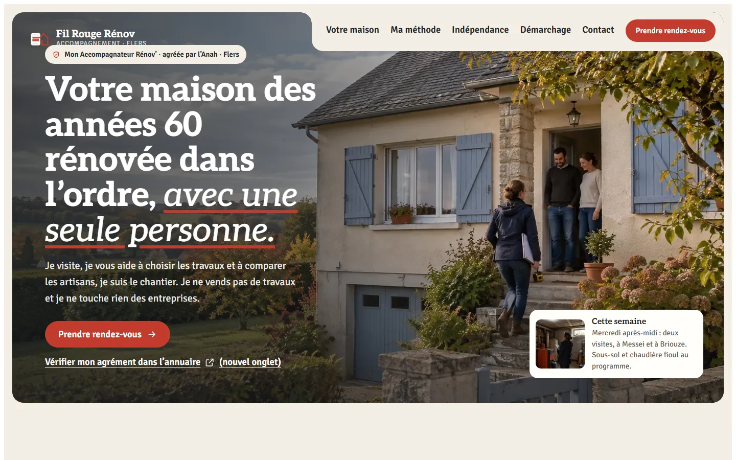 Page d’accueil de la démo Fil Rouge Rénov