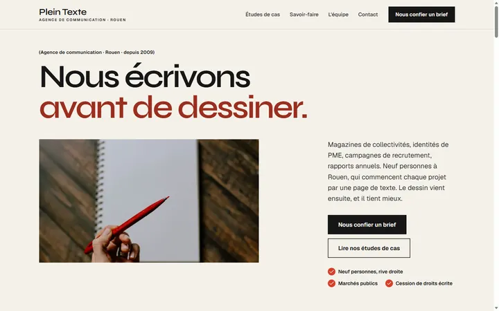 Page d’accueil du site Plein Texte