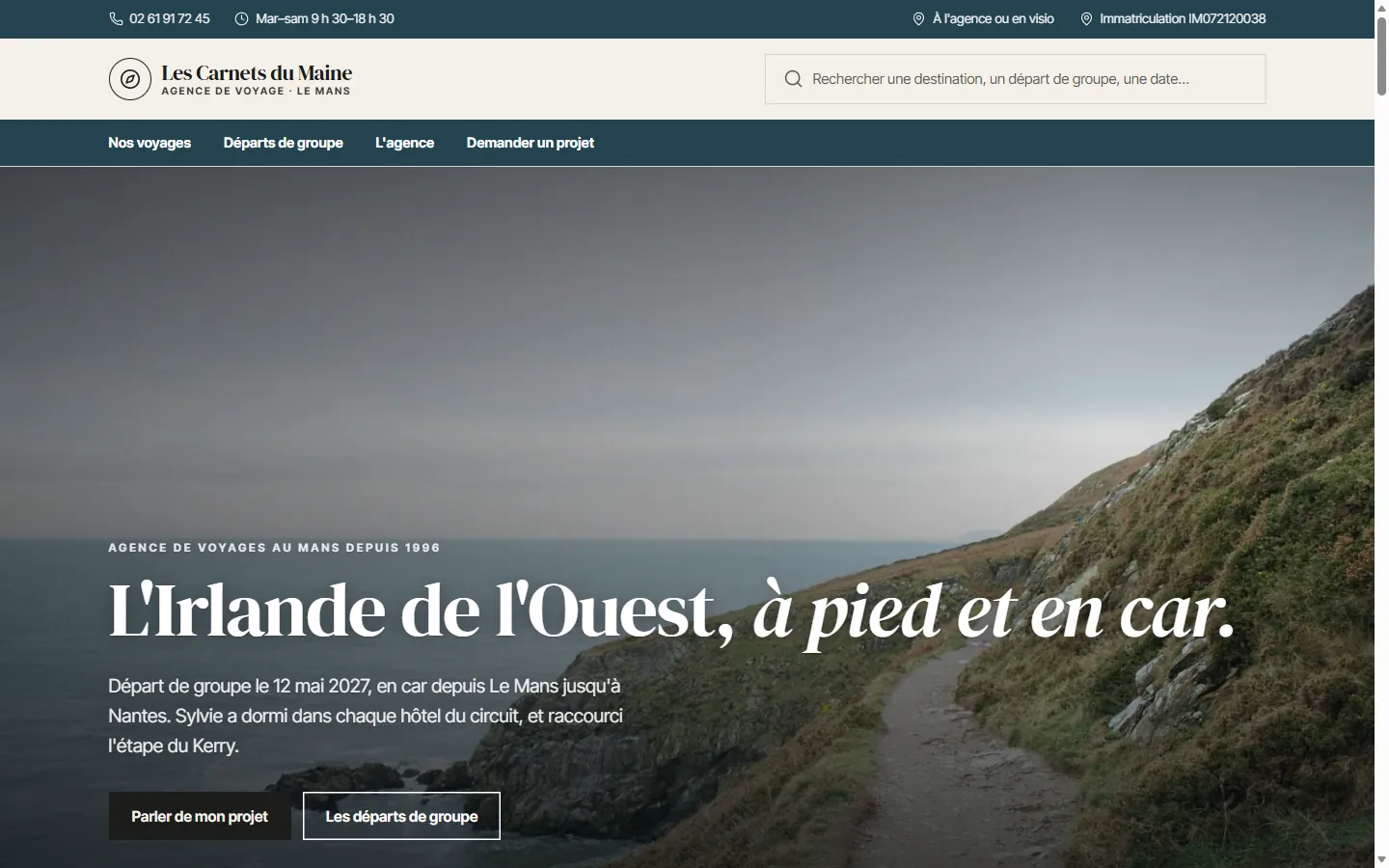 Page d’accueil du site Les Carnets du Maine