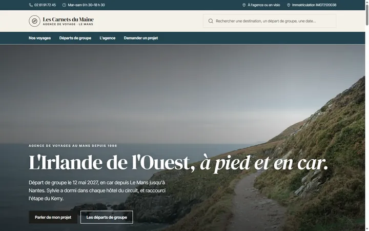 Page d’accueil du site Les Carnets du Maine