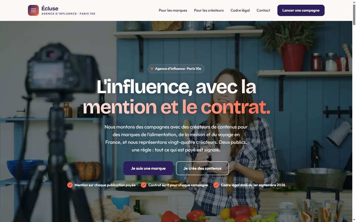 Page d’accueil de la démo Écluse