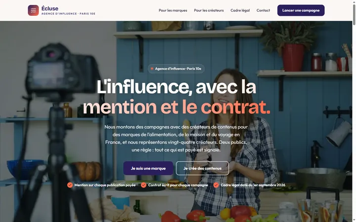Page d’accueil du site Écluse