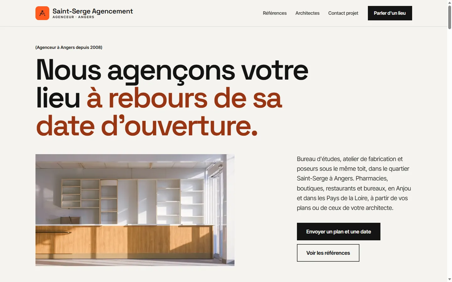 Page d’accueil de la démo Saint-Serge Agencement