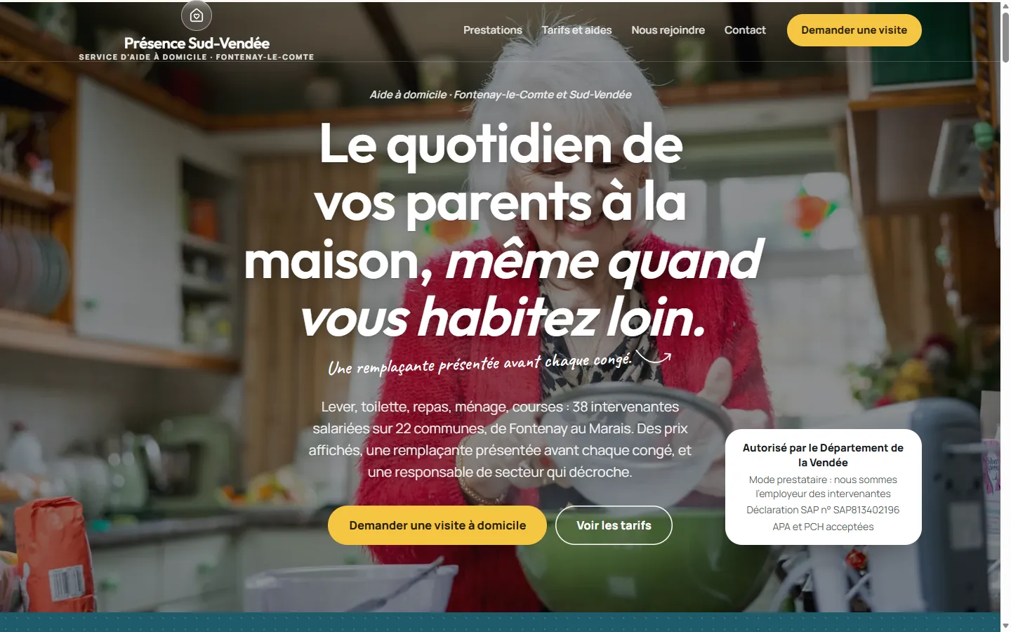 Page d’accueil de la démo Présence Sud-Vendée