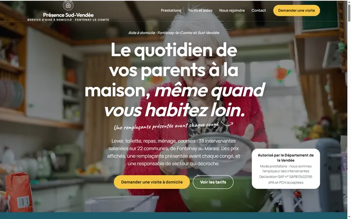 Page d’accueil du site Présence Sud-Vendée