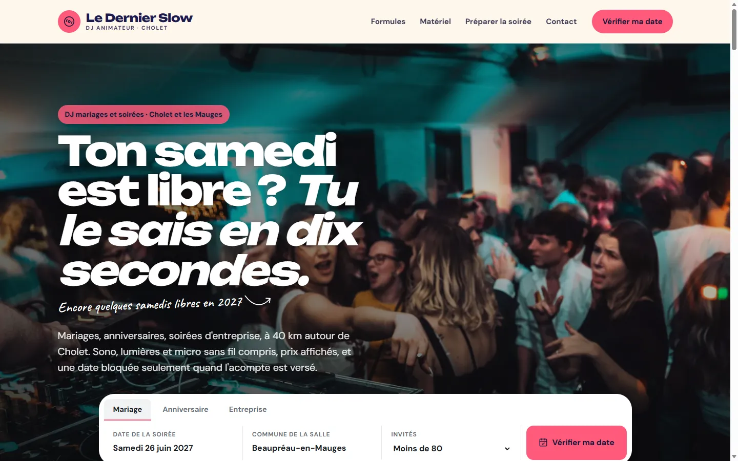 Page d’accueil de la démo Le Dernier Slow