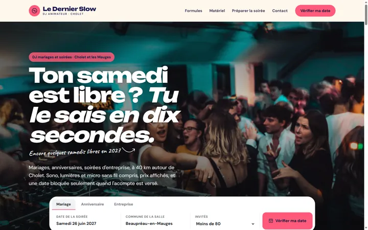 Page d’accueil du site Le Dernier Slow