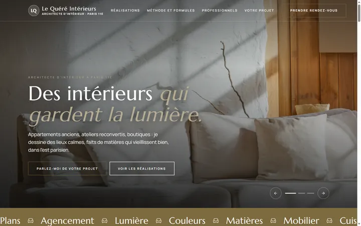 Page d’accueil du site Le Quéré Intérieurs
