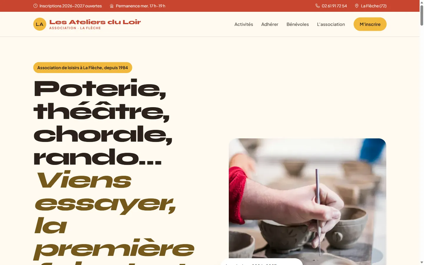 Page d’accueil de la démo Les Ateliers du Loir