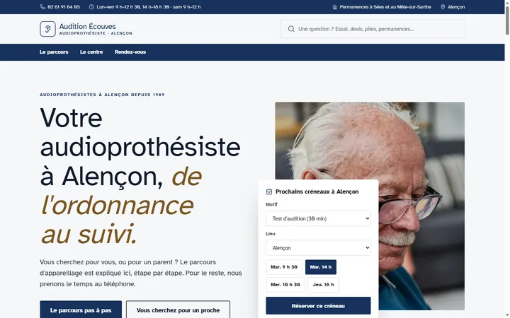 Page d’accueil du site Audition Écouves