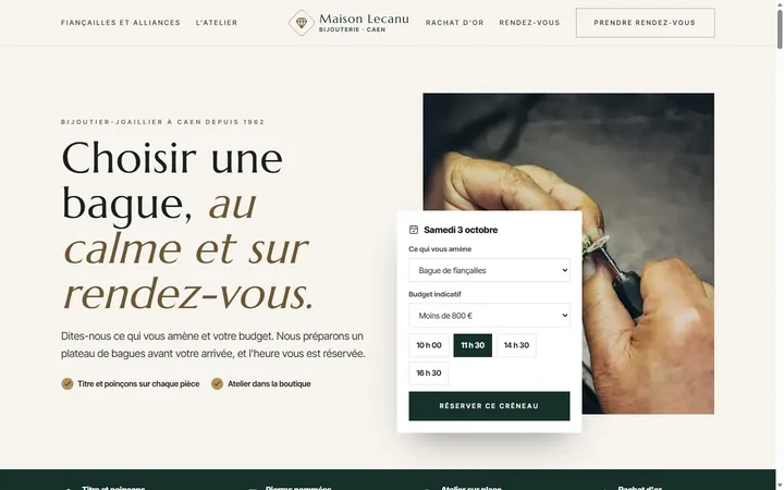 Page d’accueil du site Maison Lecanu