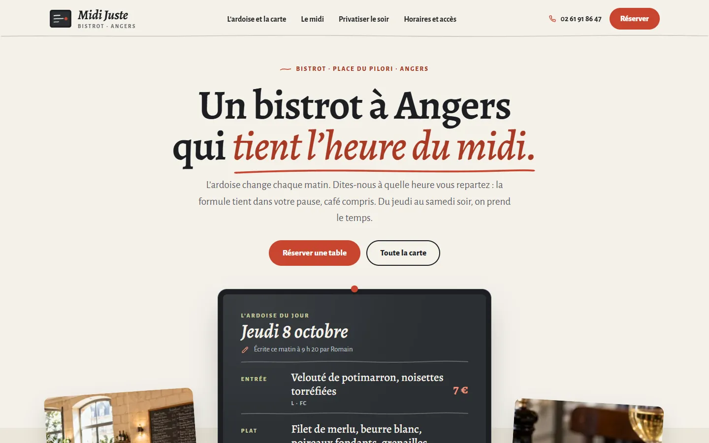 Page d’accueil de la démo Midi Juste