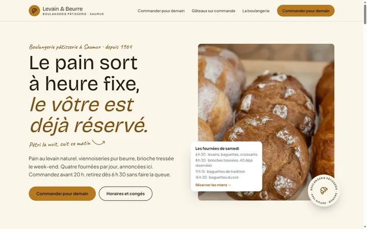 Page d’accueil du site Levain & Beurre