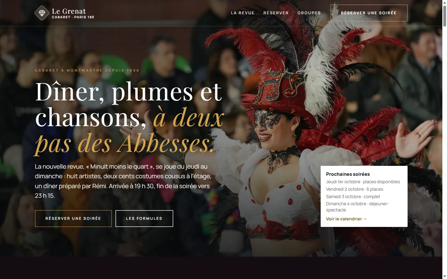 Page d’accueil de la démo Le Grenat