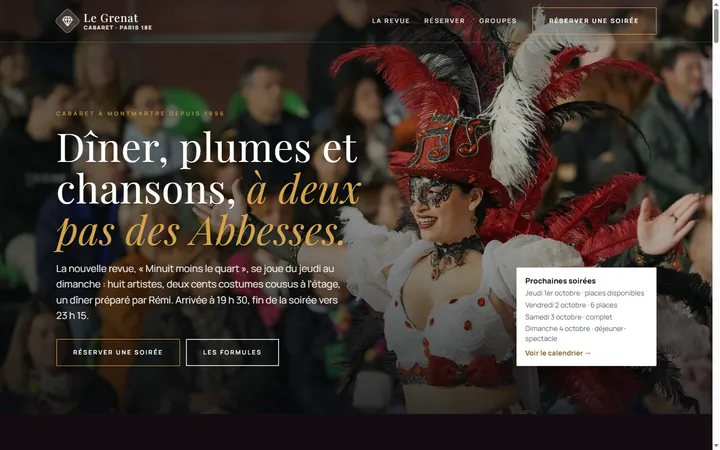 Page d’accueil du site Le Grenat