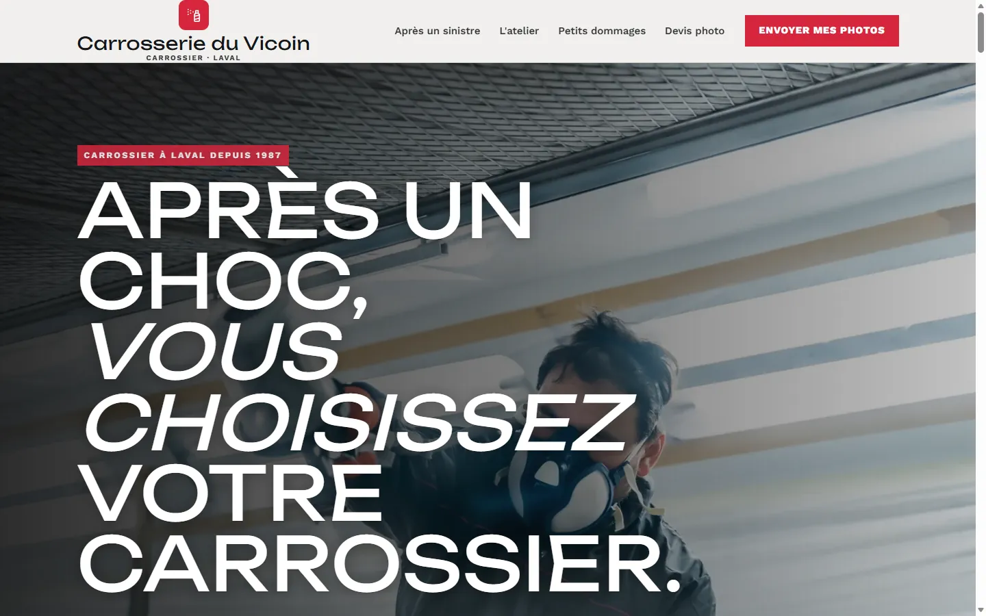 Page d’accueil de la démo Carrosserie du Vicoin