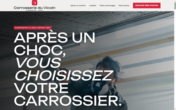Page d’accueil du site Carrosserie du Vicoin