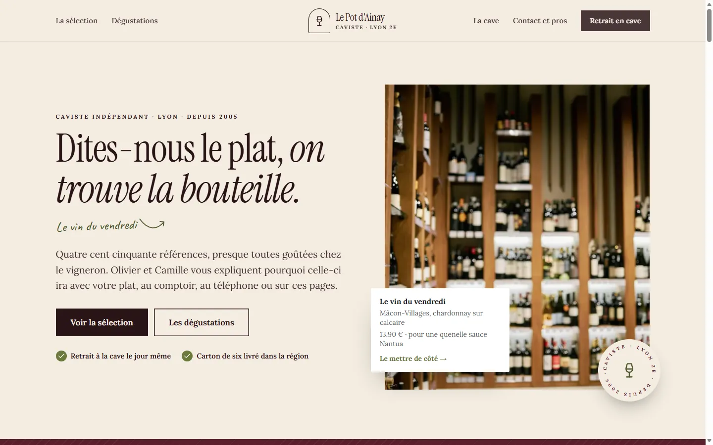 Page d’accueil de la démo Le Pot d'Ainay