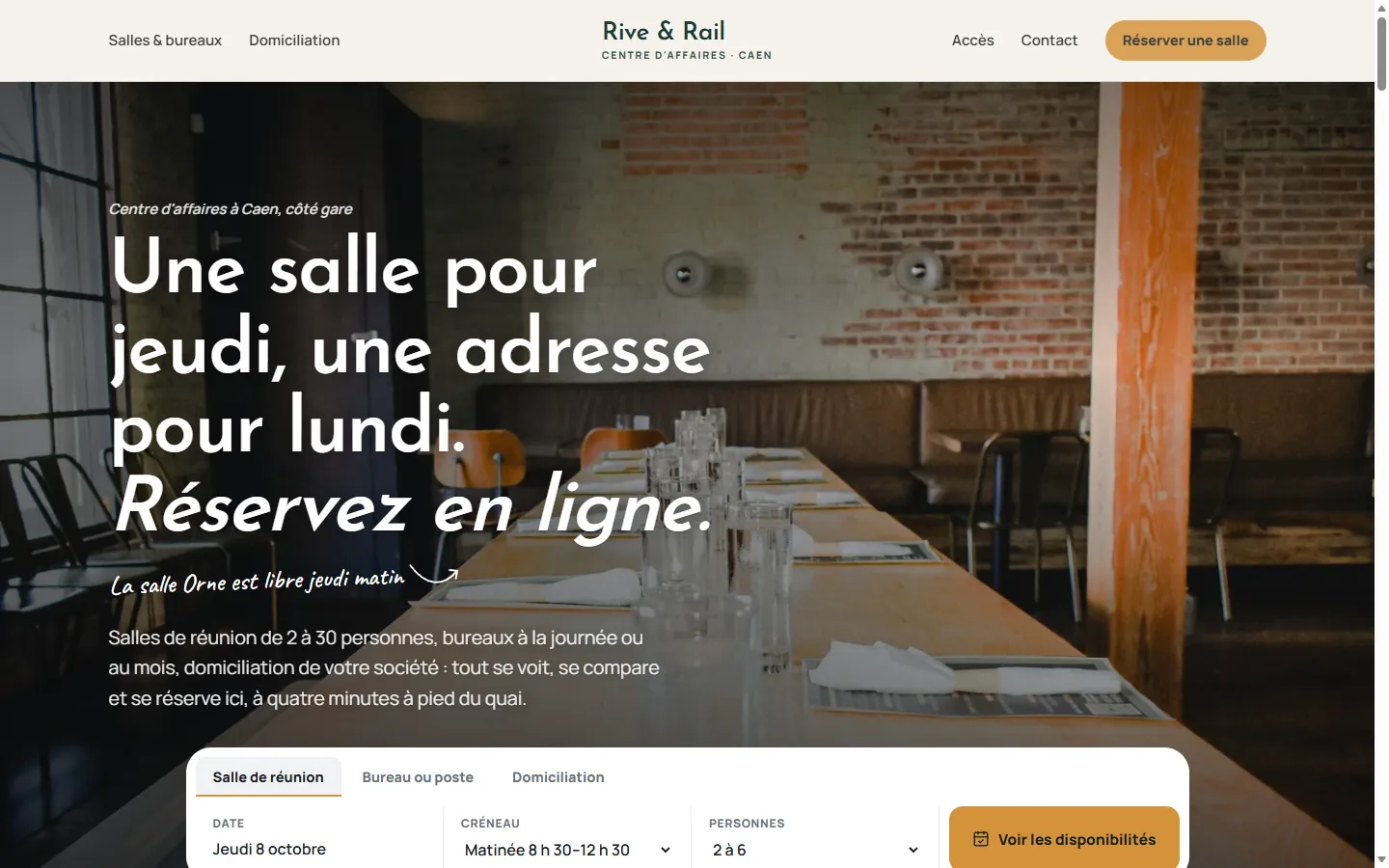 Page d’accueil de la démo Rive & Rail