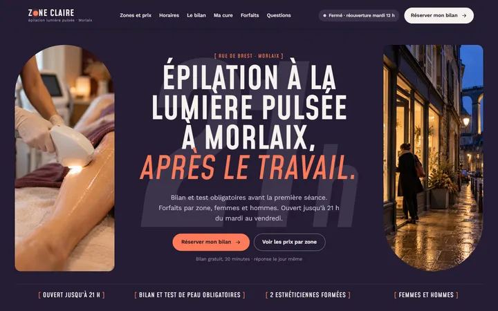 Page d’accueil du site Zone Claire, version ordinateur