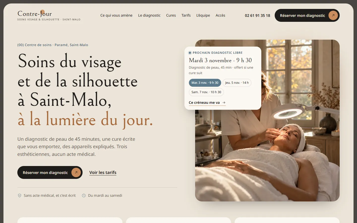 Page d’accueil de la démo Contre-Jour