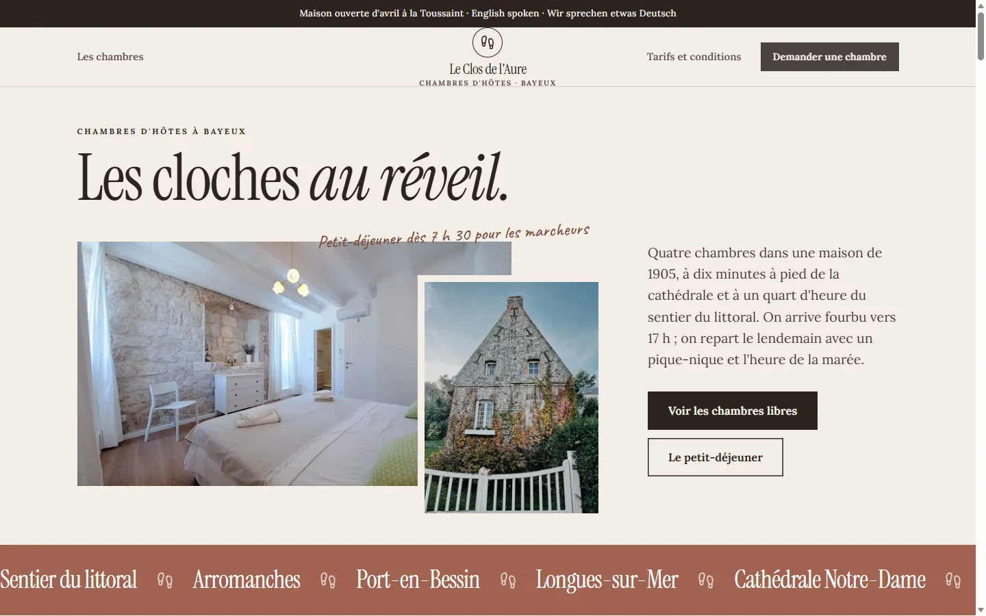 Page d’accueil de la démo Le Clos de l'Aure