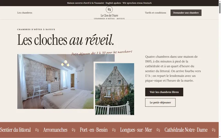 Page d’accueil du site Le Clos de l'Aure