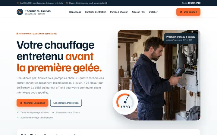 Page d’accueil du site Thermie du Lieuvin