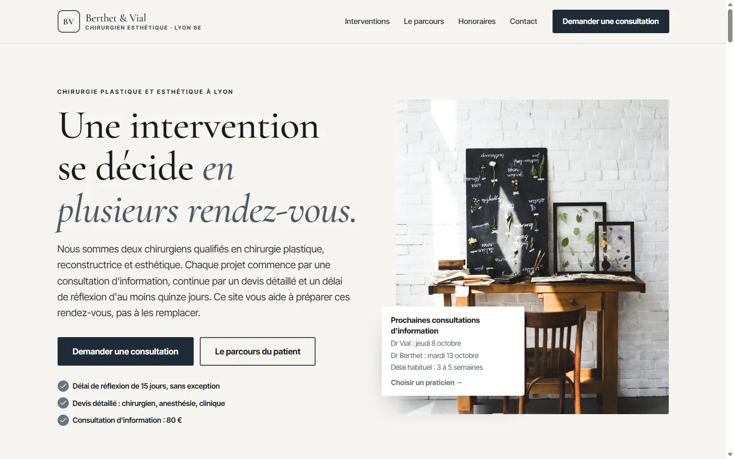 Page d’accueil de la démo Berthet & Vial
