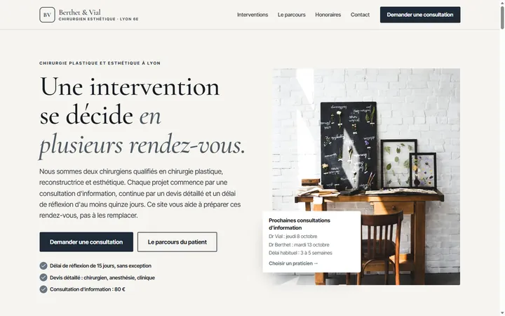 Page d’accueil du site Berthet & Vial