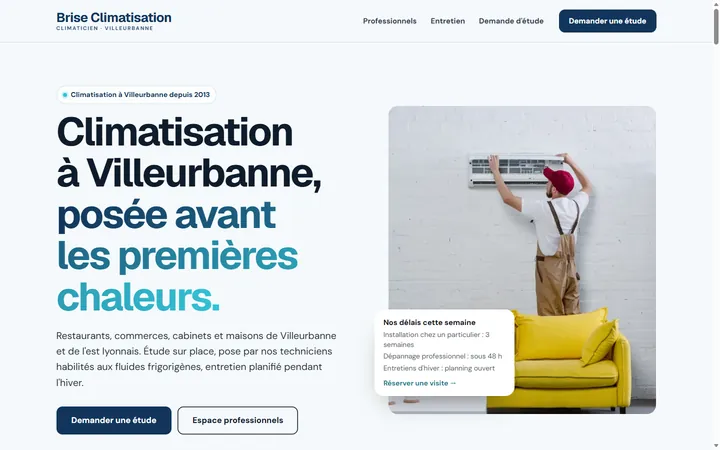 Page d’accueil du site Brise Climatisation