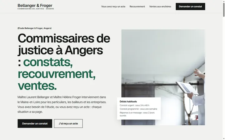 Page d’accueil du site Bellanger & Froger