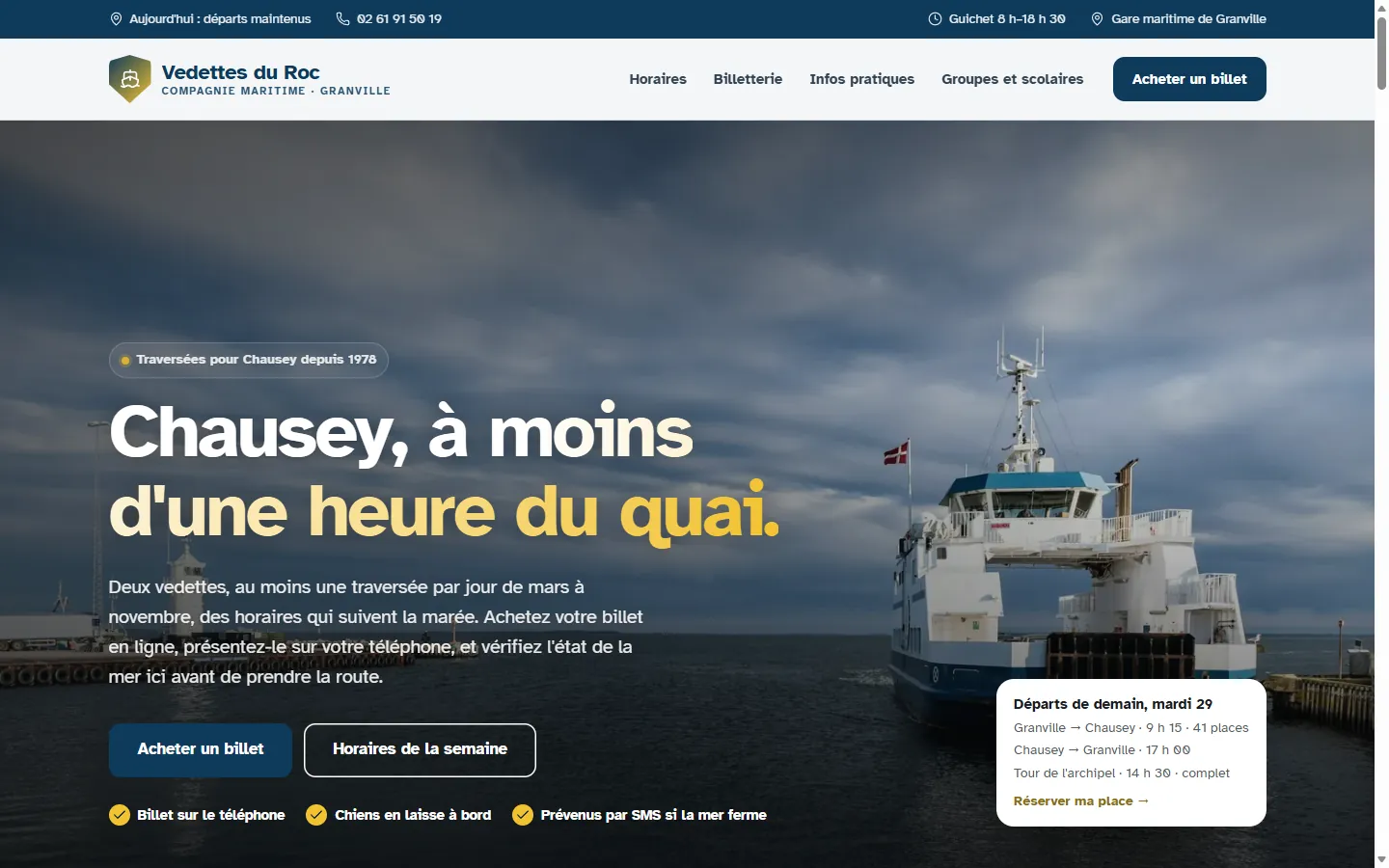 Page d’accueil de la démo Vedettes du Roc