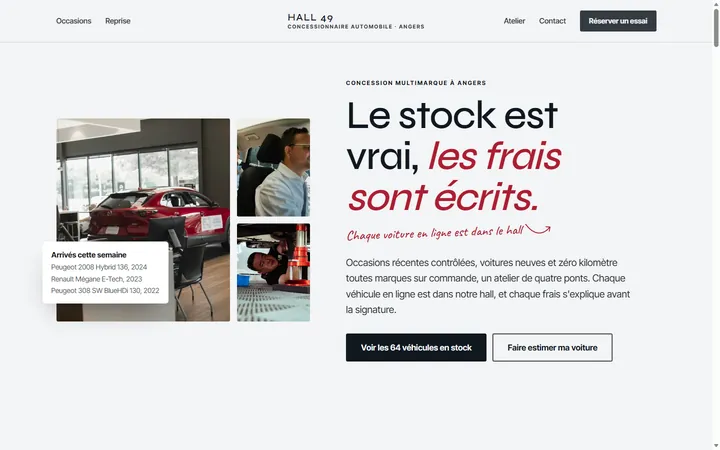 Page d’accueil du site Hall 49