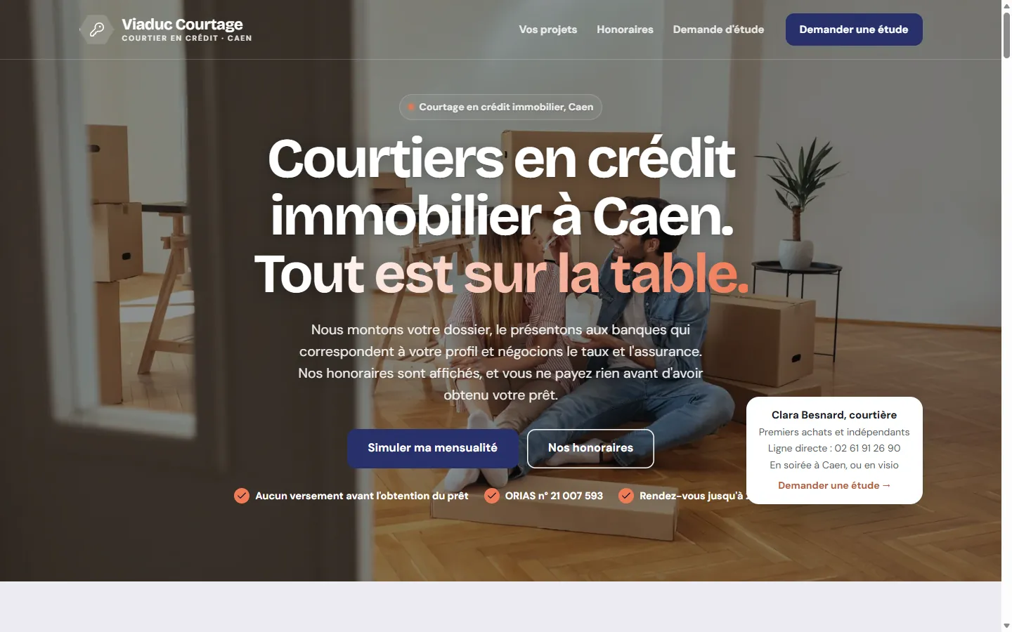 Page d’accueil de la démo Viaduc Courtage