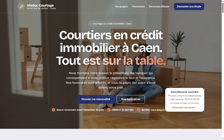 Page d’accueil du site Viaduc Courtage