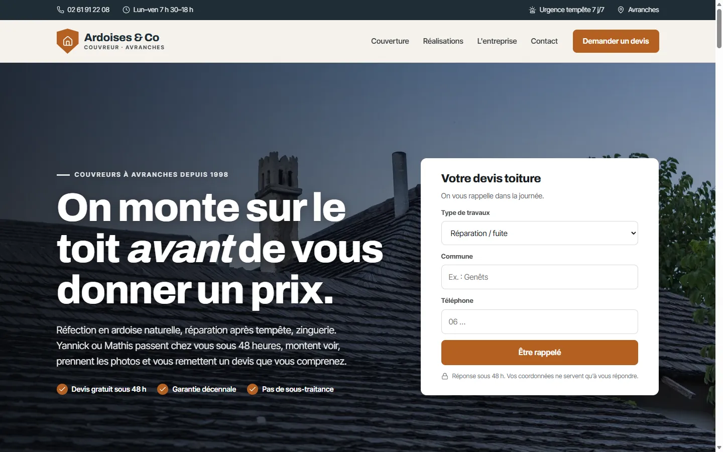 Page d’accueil de la démo Ardoises & Co