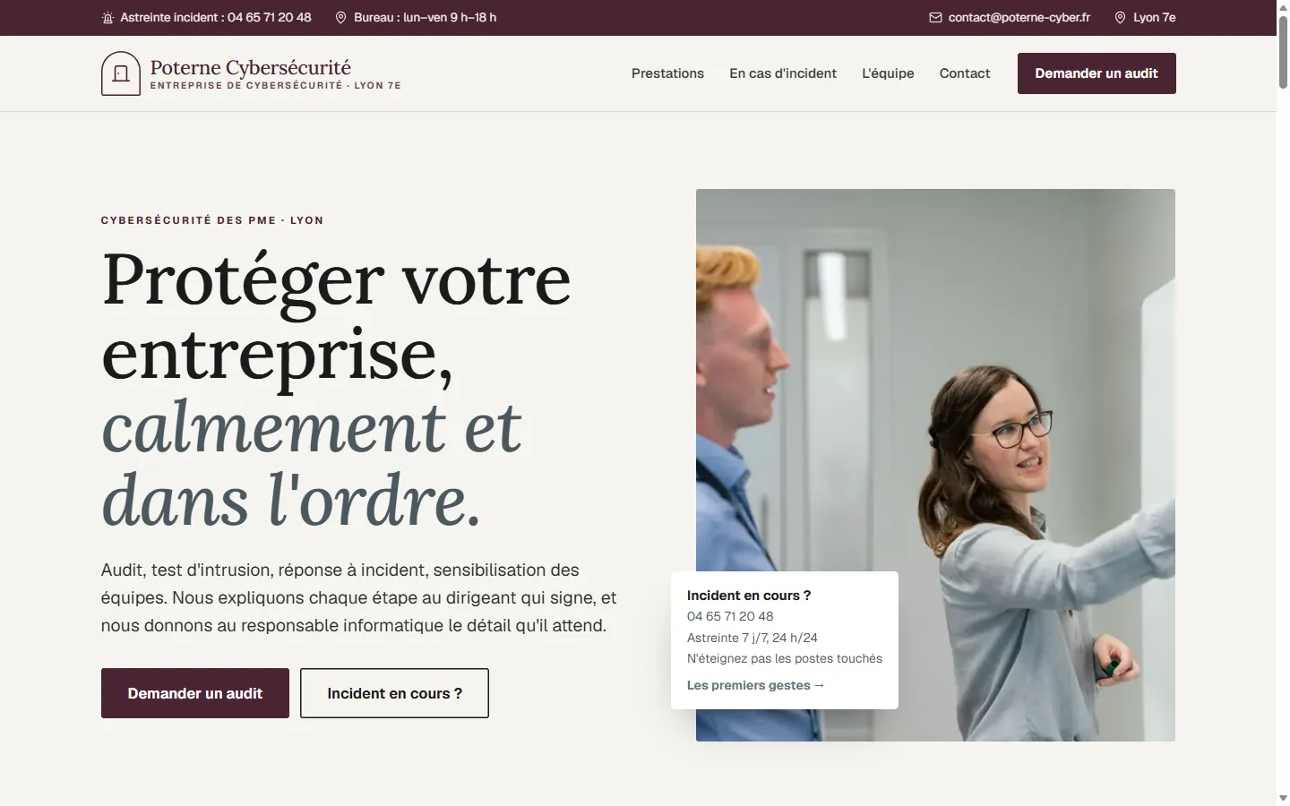 Page d’accueil de la démo Poterne Cybersécurité