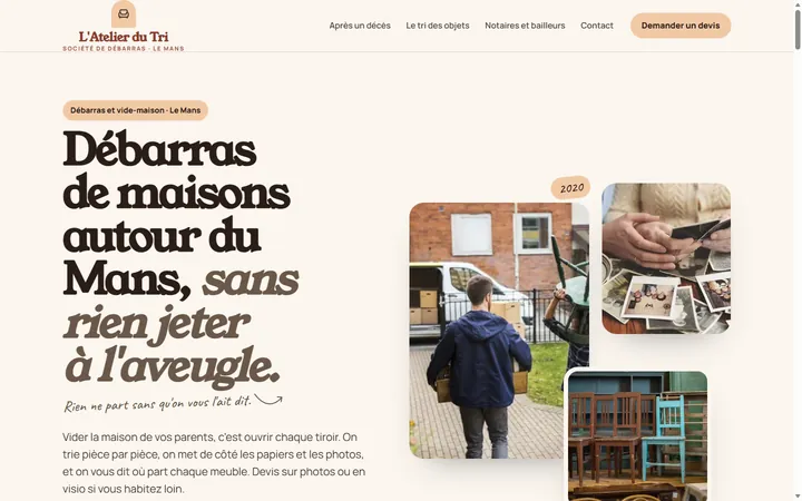 Page d’accueil du site L'Atelier du Tri