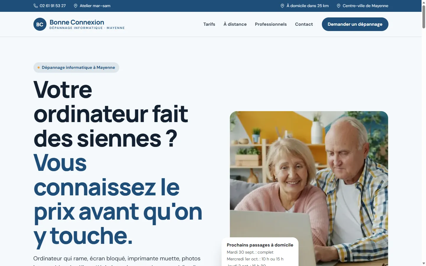 Page d’accueil de la démo Bonne Connexion