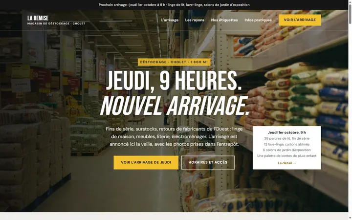 Page d’accueil du site La Remise