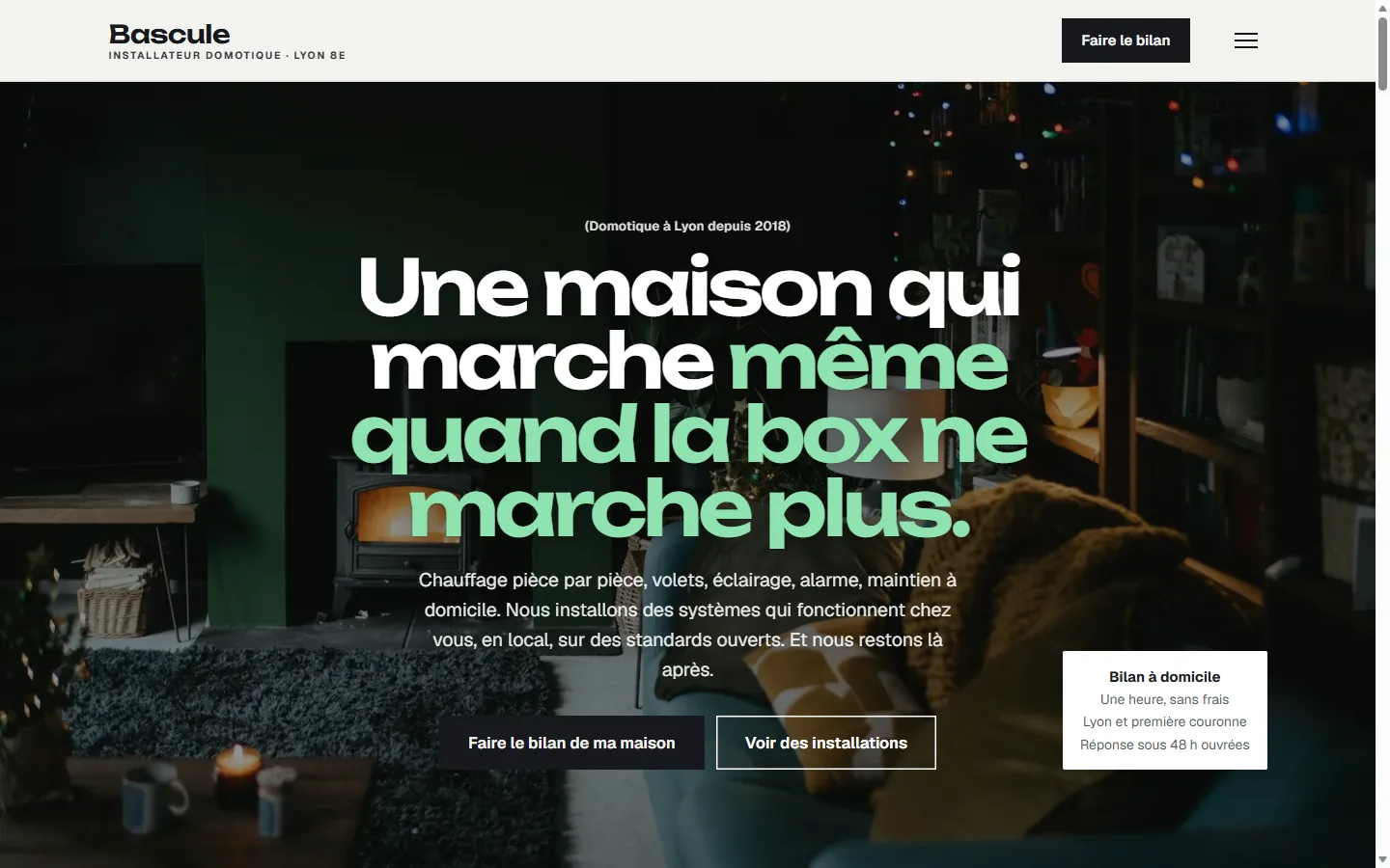 Page d’accueil de la démo Bascule
