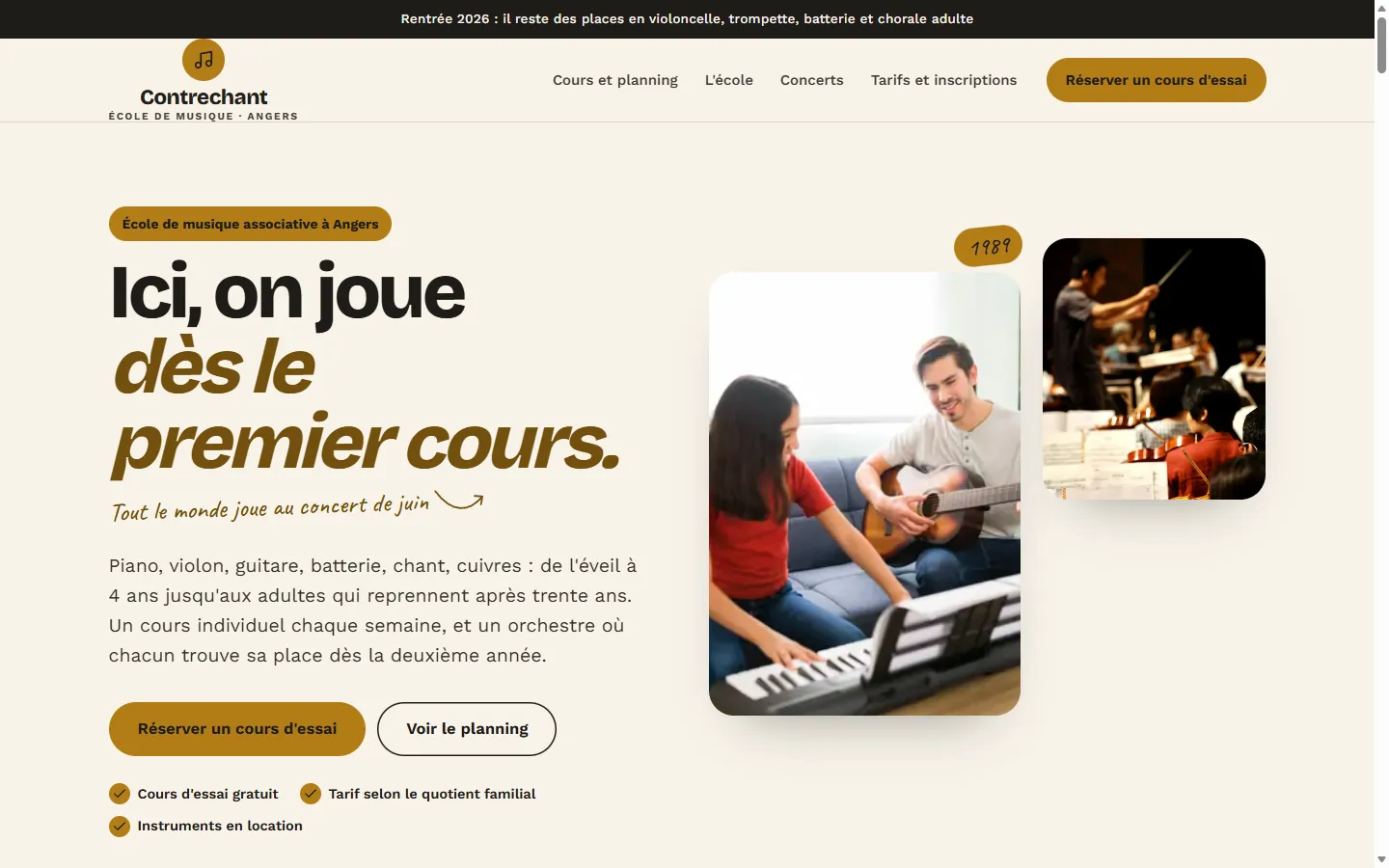 Page d’accueil de la démo Contrechant