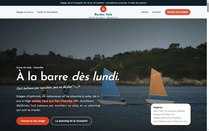 Page d’accueil du site Bordée Voile