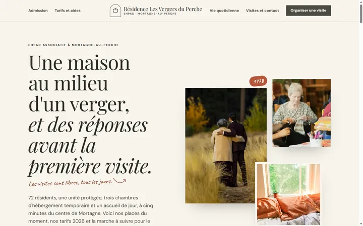 Page d’accueil du site Résidence Les Vergers du Perche