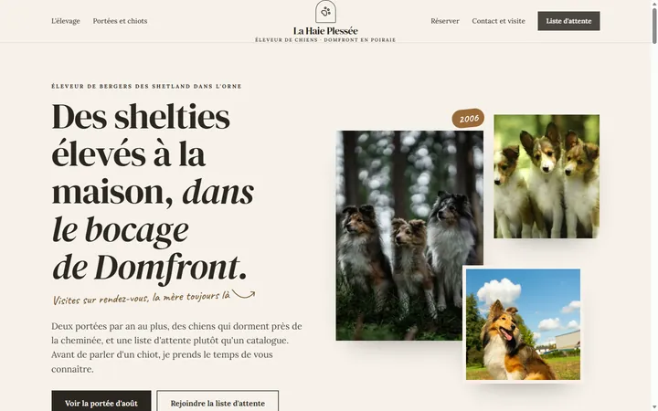 Page d’accueil du site La Haie Plessée