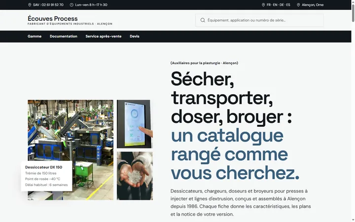 Page d’accueil du site Écouves Process