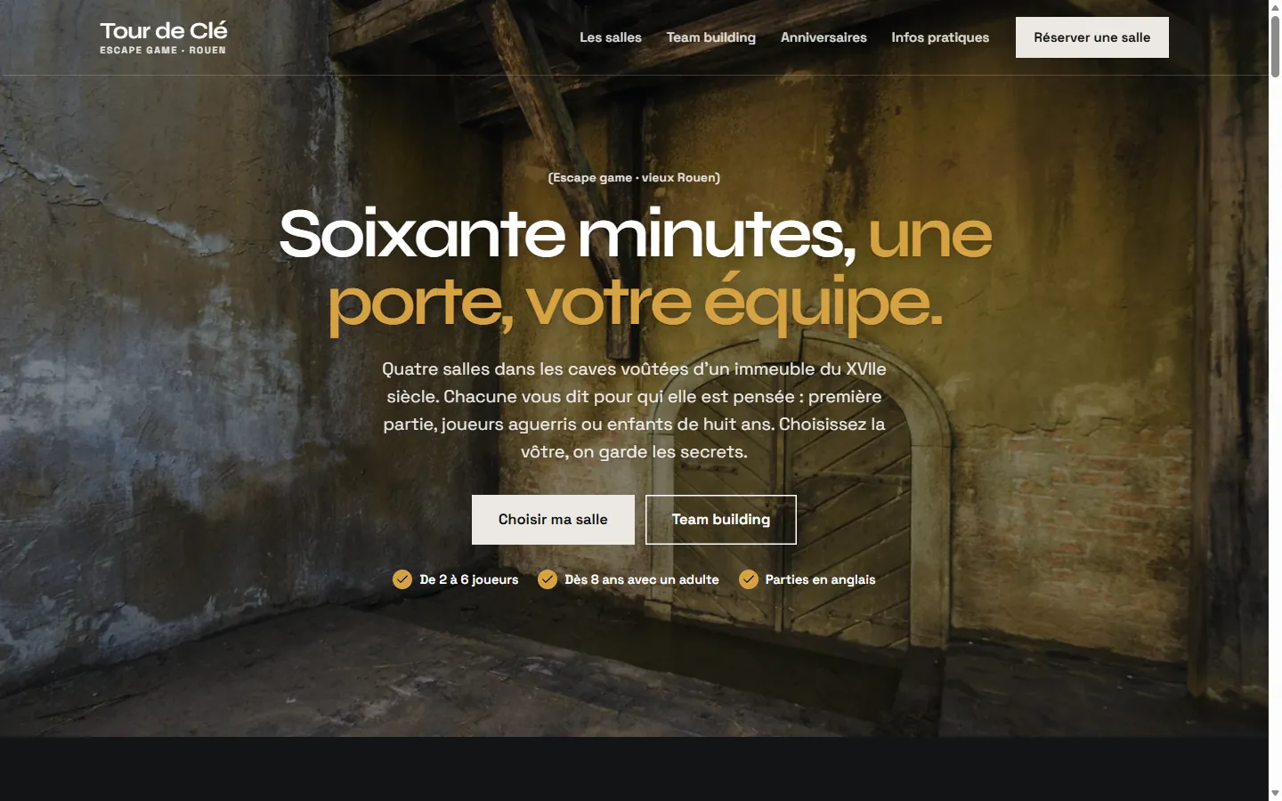 Page d’accueil du site Tour de Clé