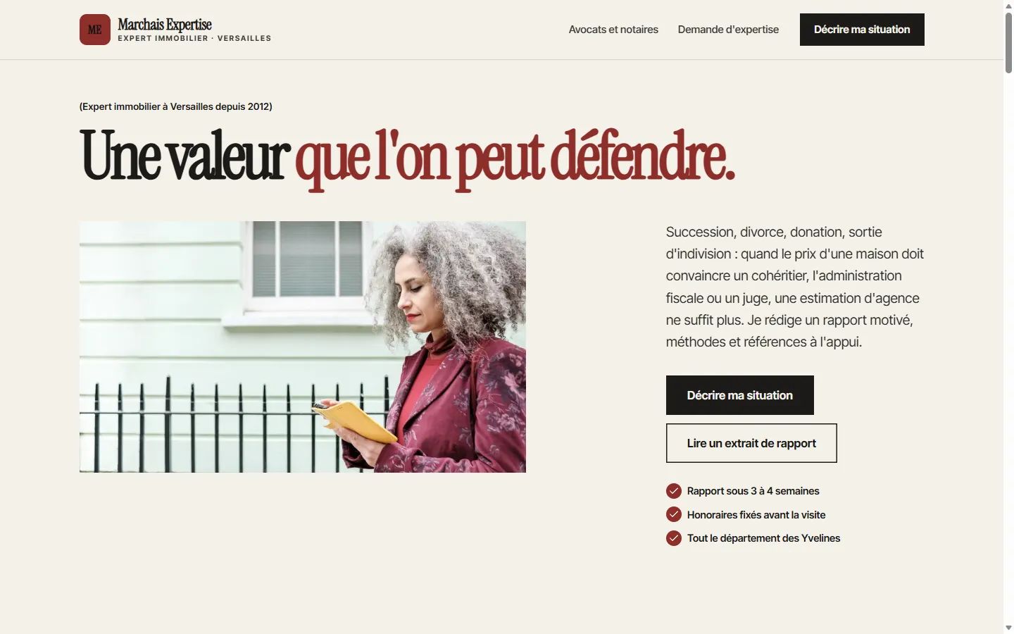 Page d’accueil de la démo Marchais Expertise